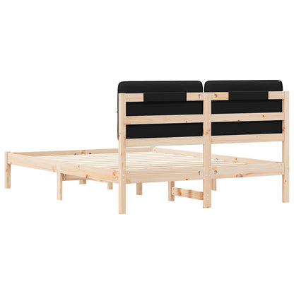 Letto con Testiera Rivestita Nero 140 x 190 cm Pino massello | homemem39