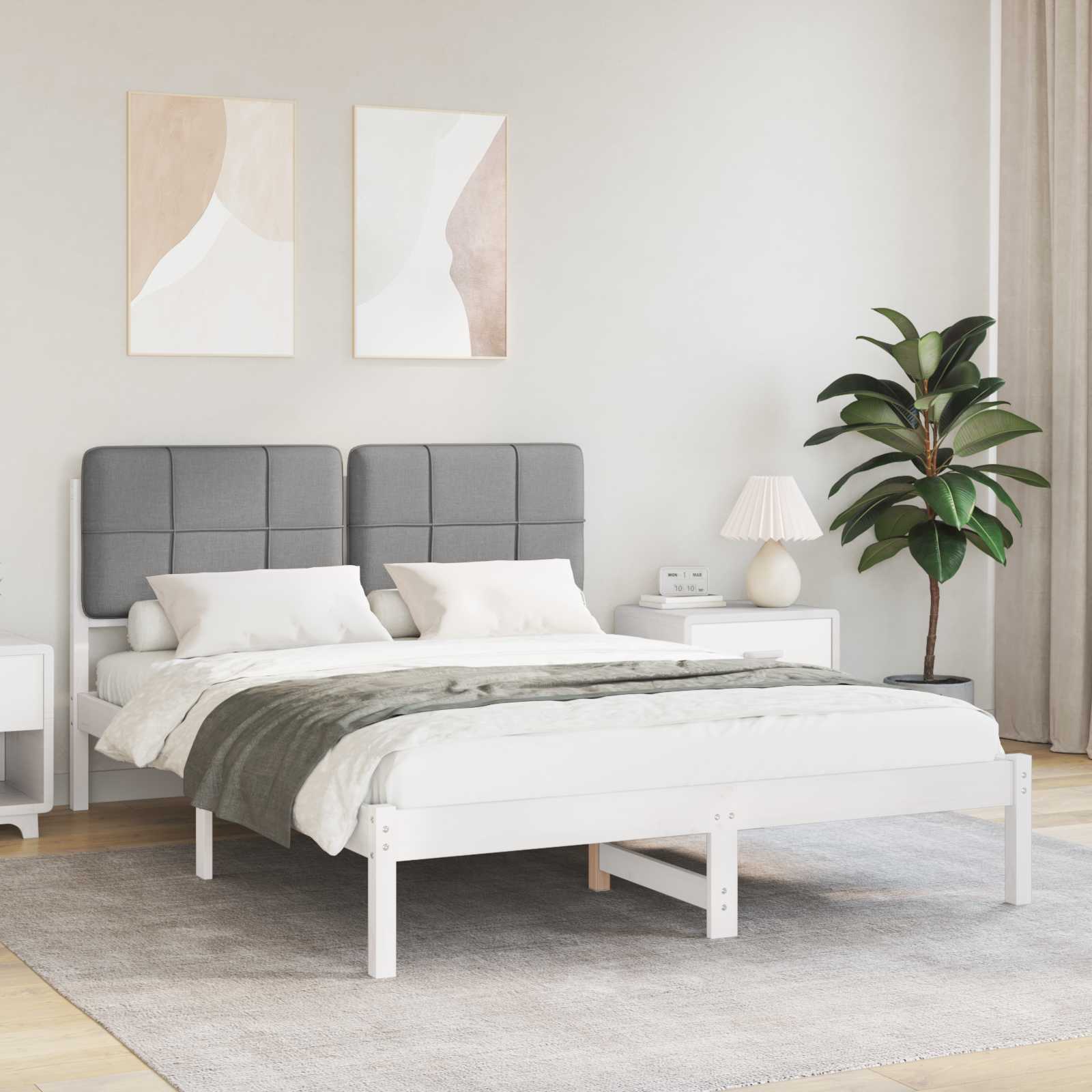 Letto con Testiera Rivestita Grigio chiaro 135 x 190 cm | homemem39