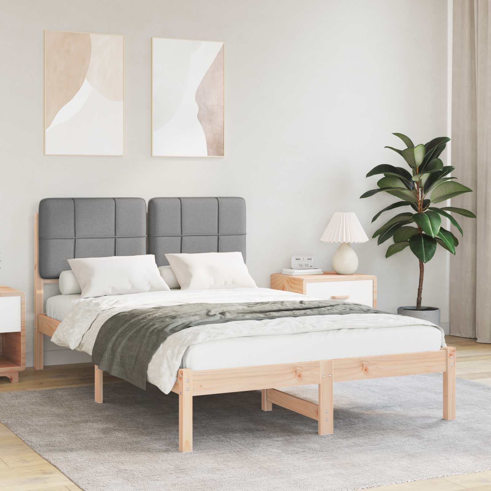 Letto con Testiera Rivestita Grigio chiaro 120 x 190 cm | homemem39