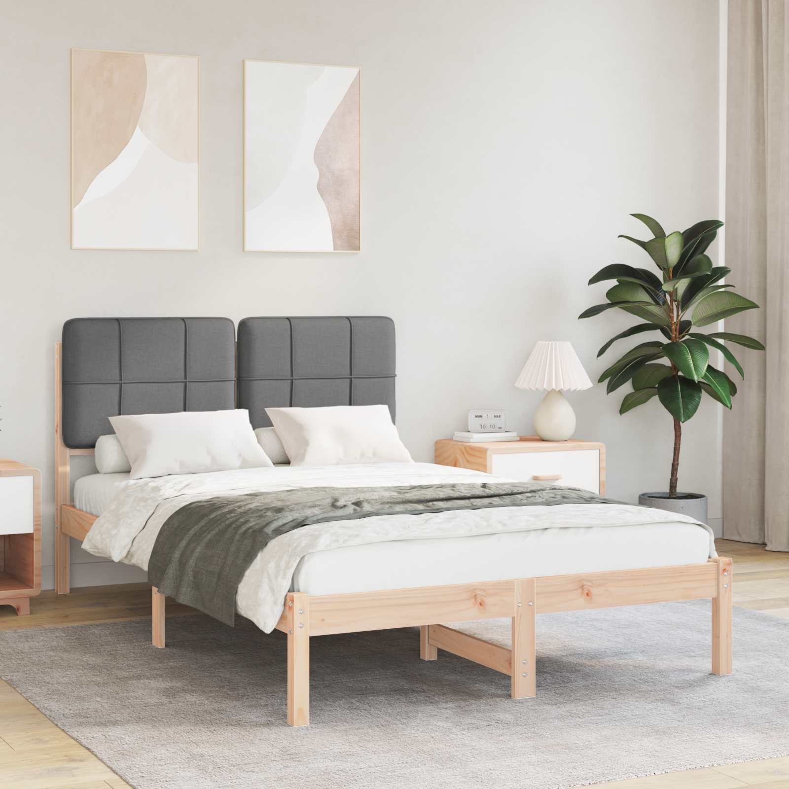 Letto con Testiera Rivestita Grigio scuro 120 x 190 cm | homemem39