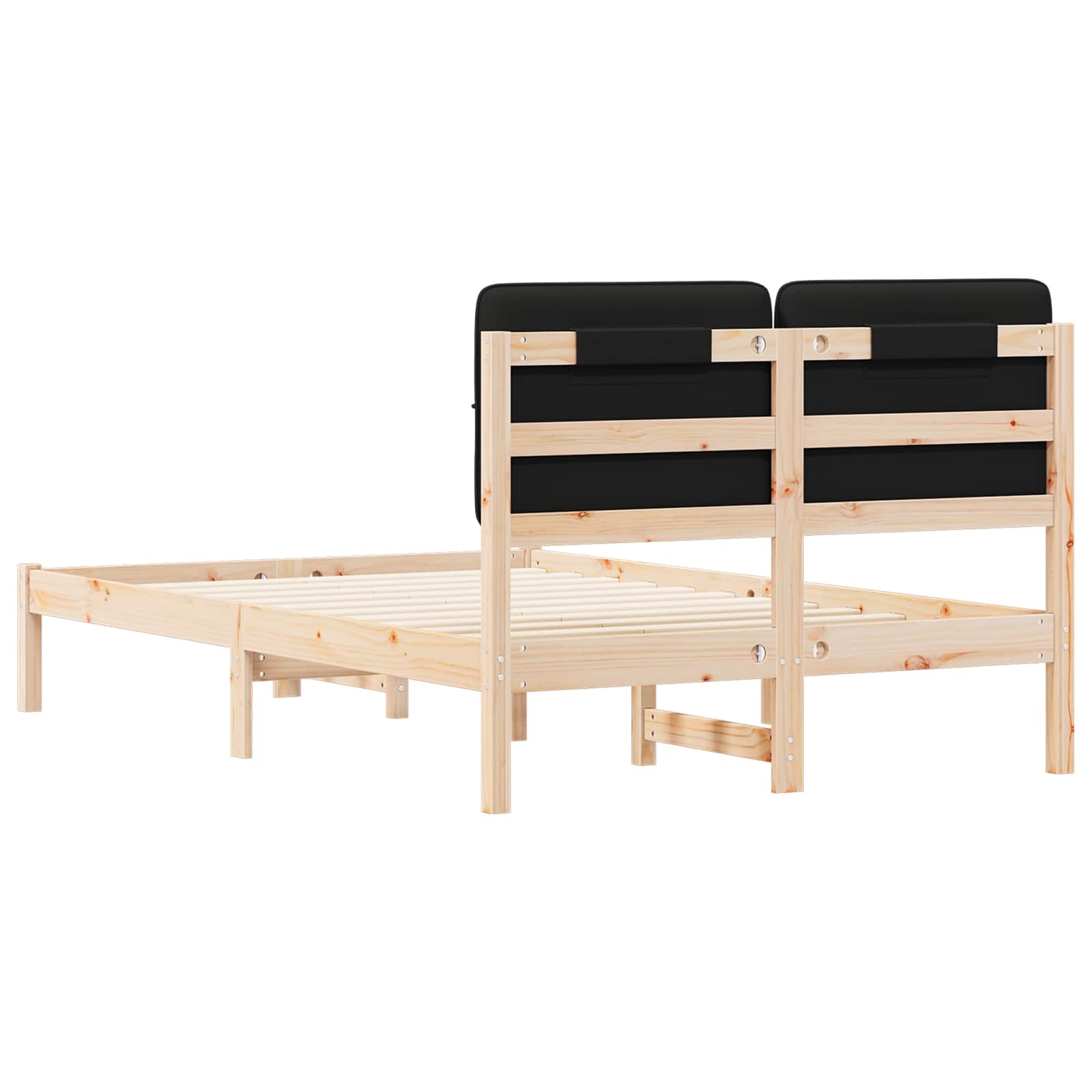 Letto con Testiera Rivestita Nero 120 x 190 cm Pino massello | homemem39