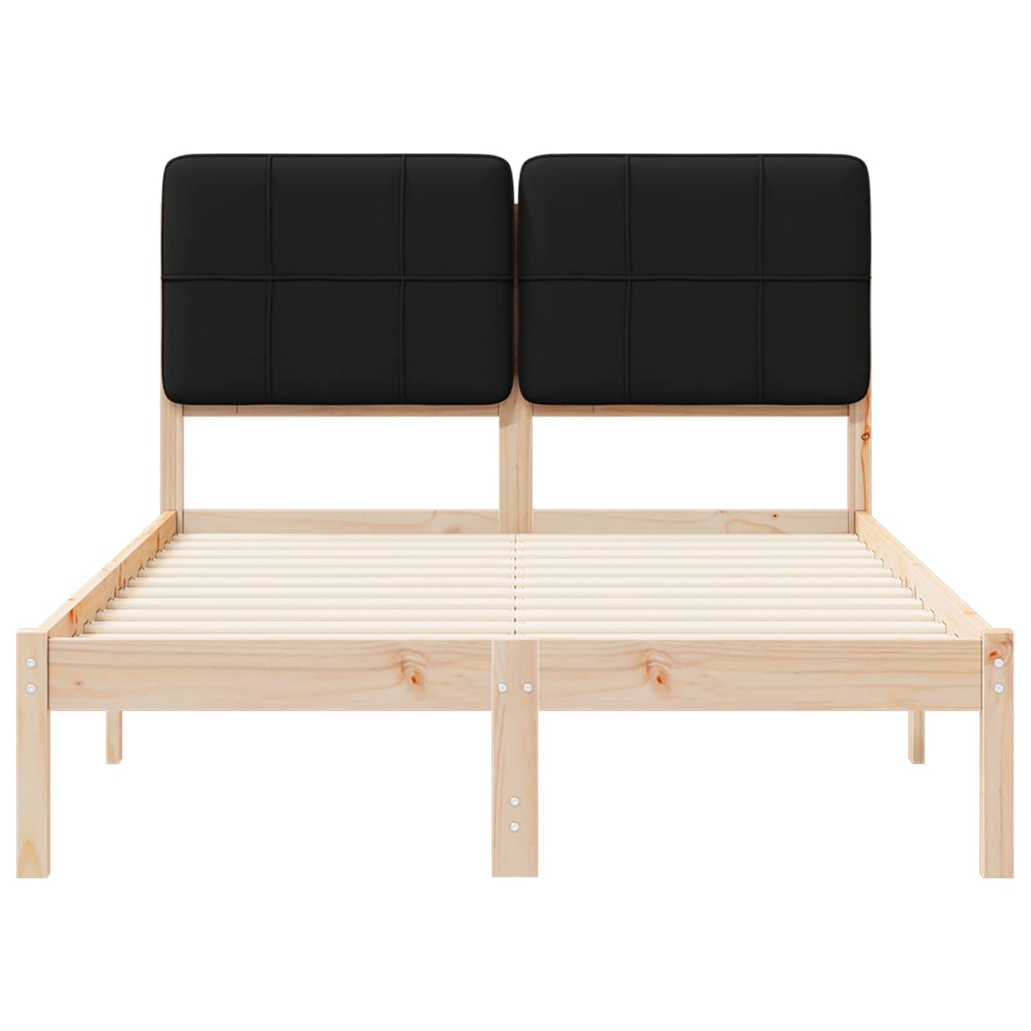 Letto con Testiera Rivestita Nero 120 x 190 cm Pino massello | homemem39