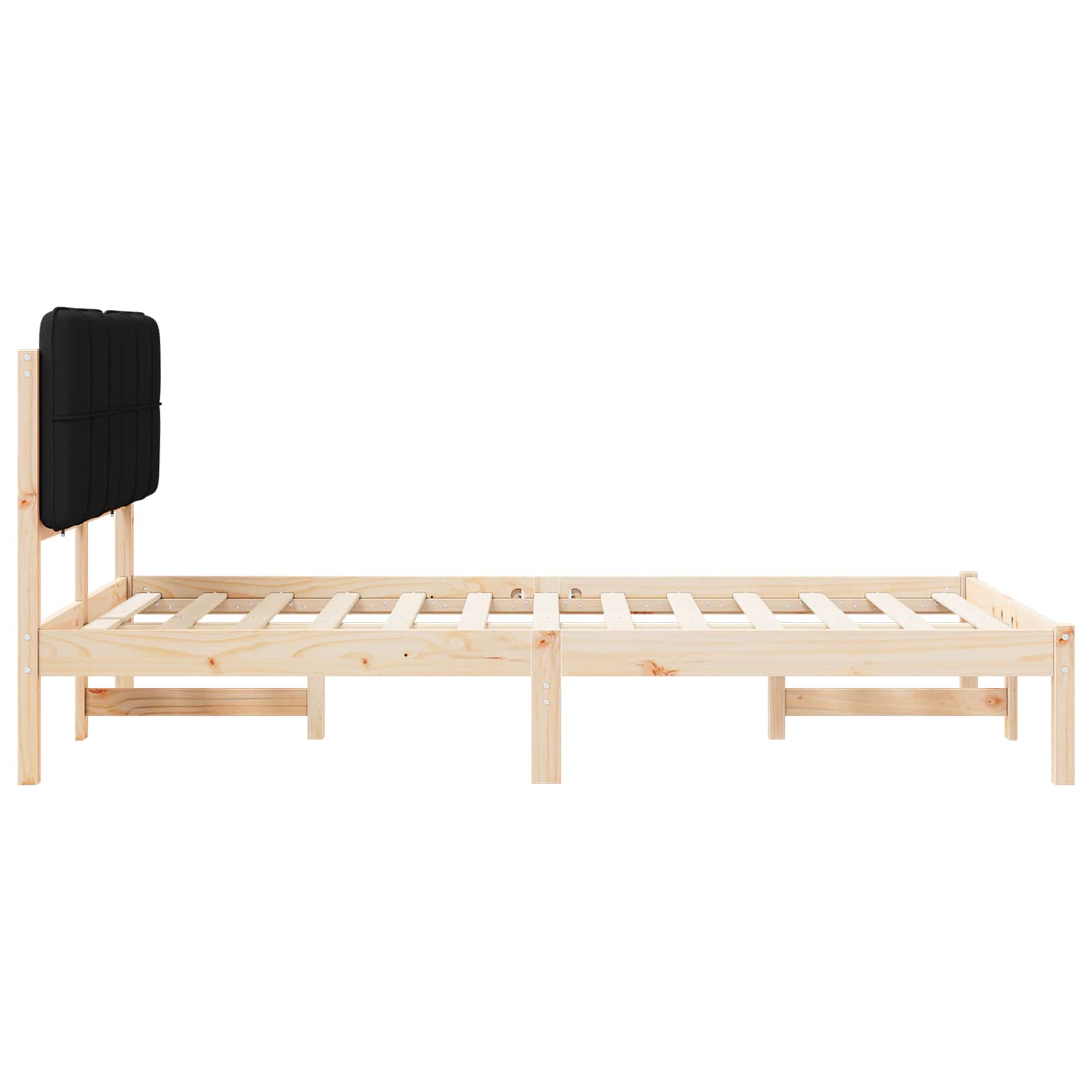 Letto con Testiera Rivestita Nero 120 x 190 cm Pino massello | homemem39