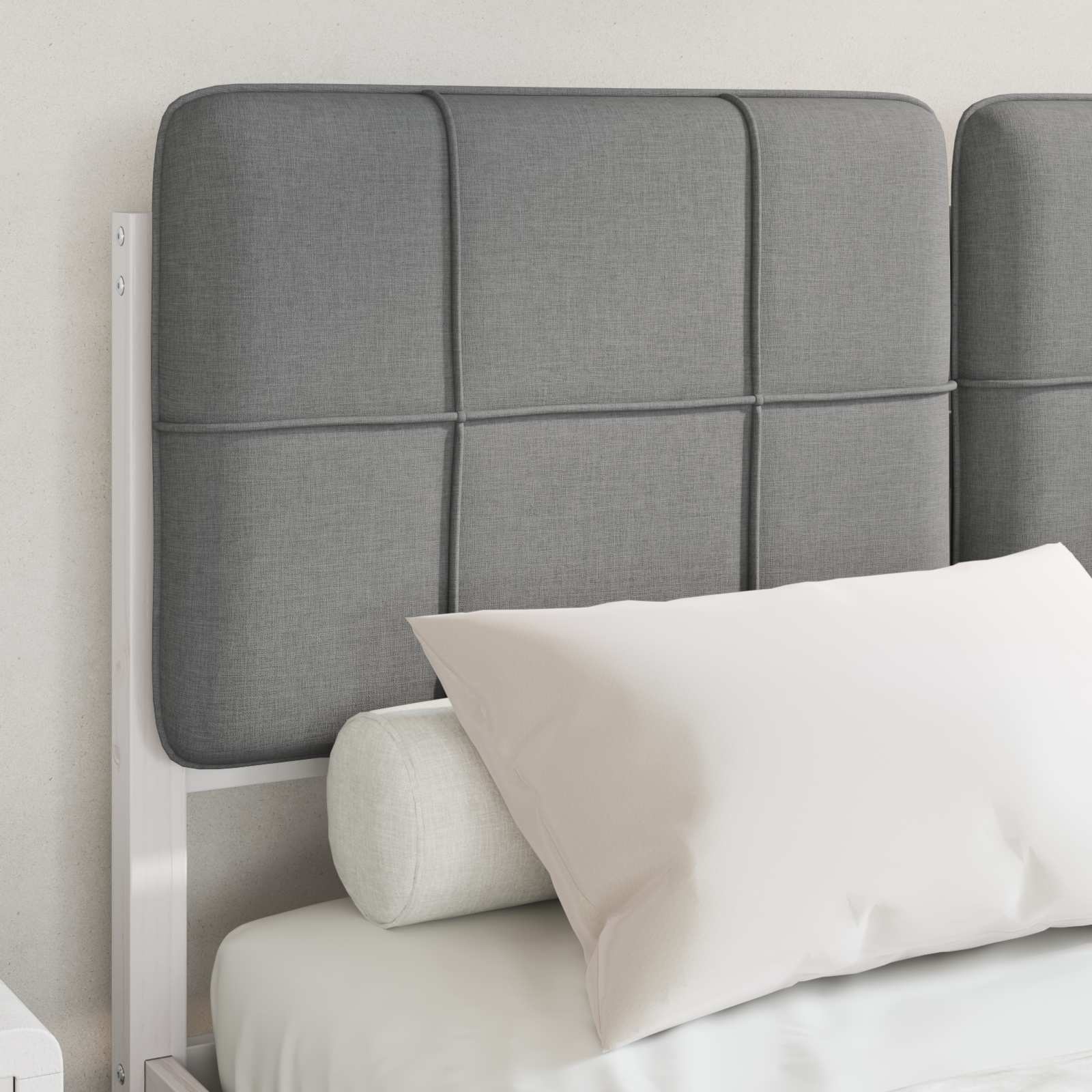 Letto con Testiera Rivestita Grigio chiaro 120 x 190 cm | homemem39