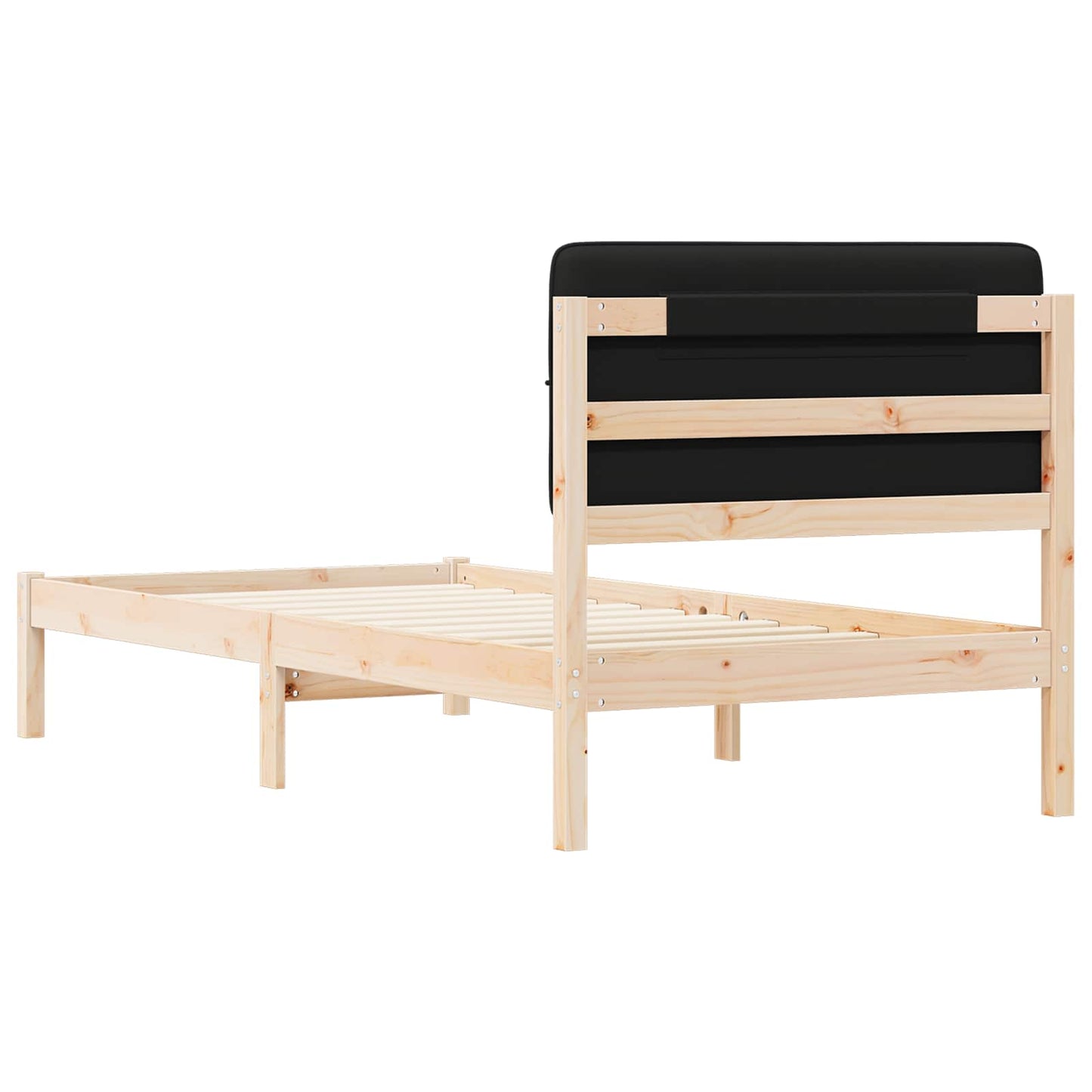 Letto con Testiera Rivestita Nero 100 x 200 cm Pino massello | homemem39
