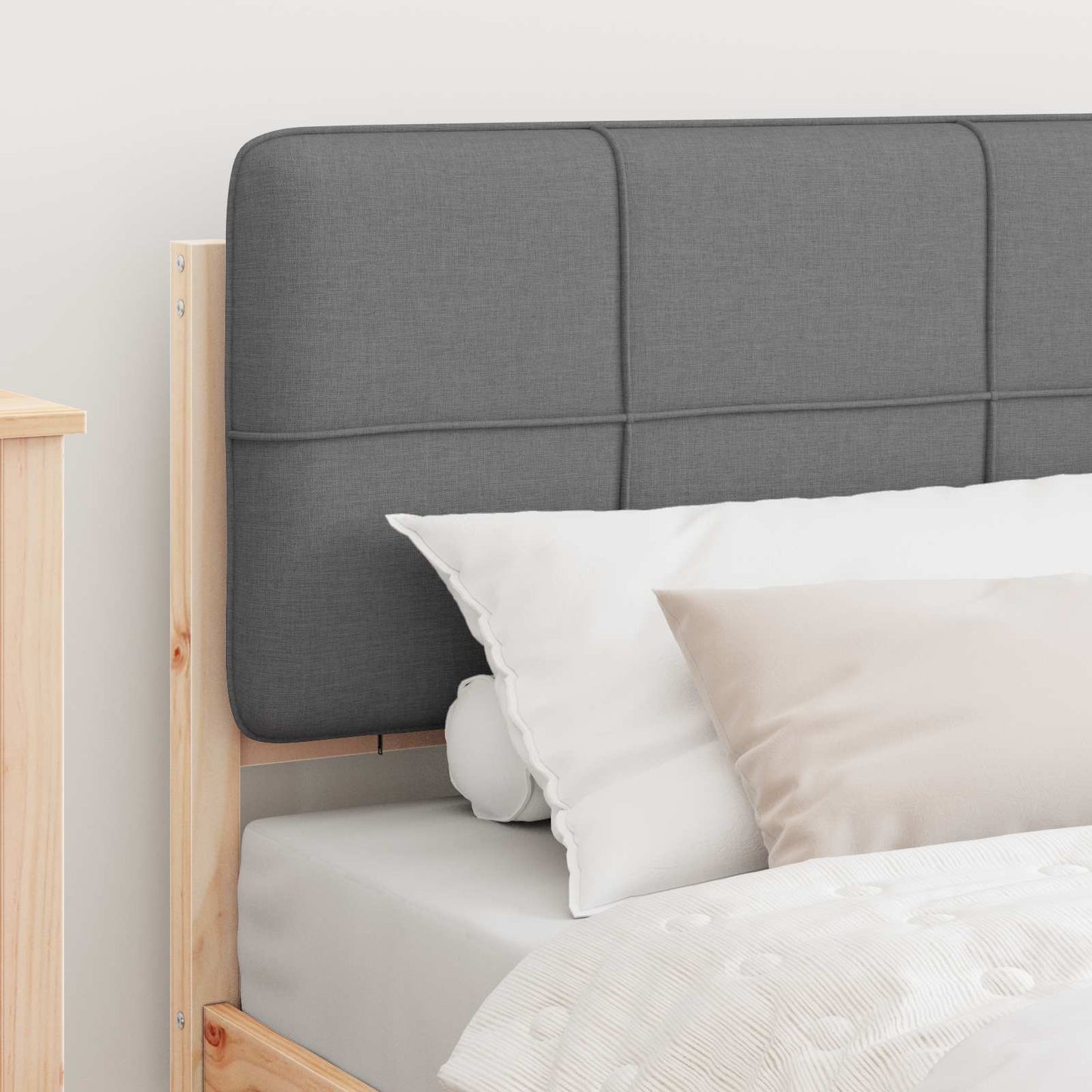 Letto con Testiera Rivestita Grigio chiaro 90 x 200 cm | homemem39