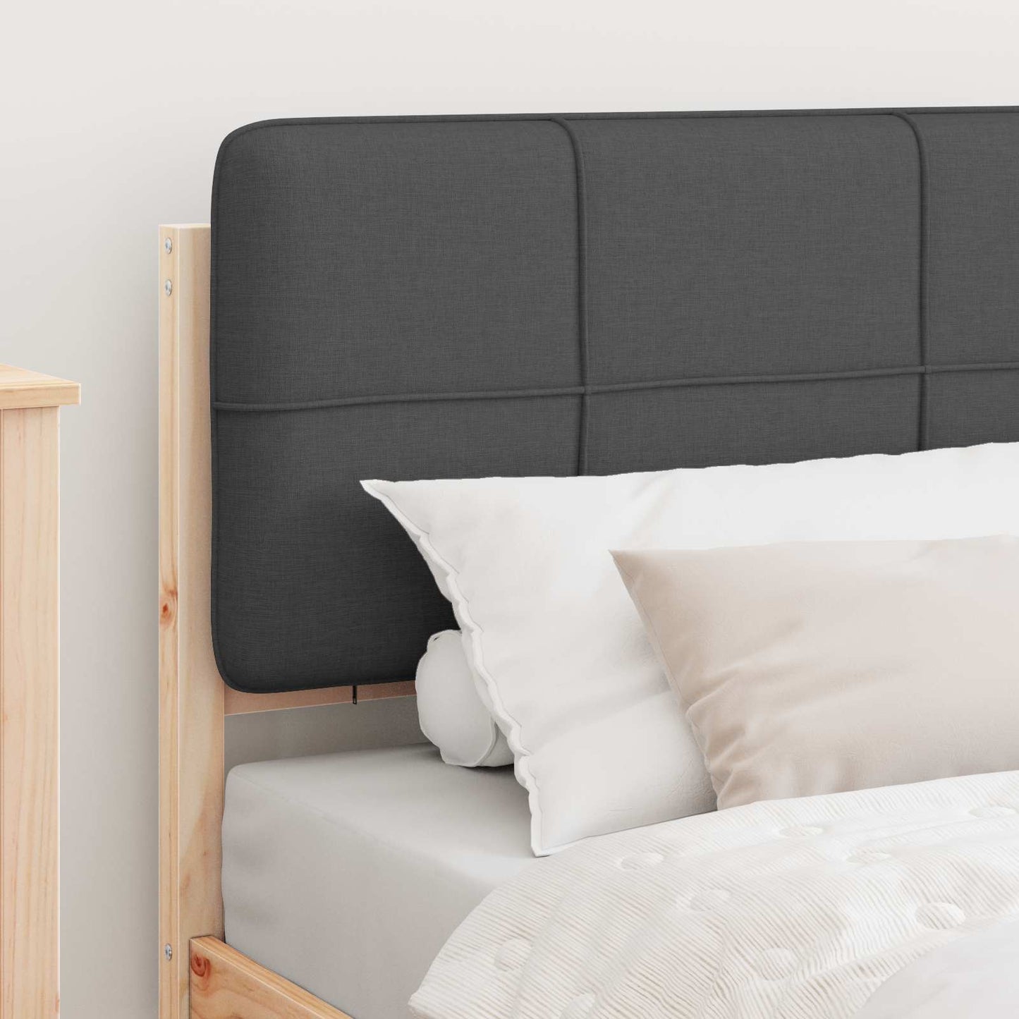 Letto con Testiera Rivestita Grigio scuro 90 x 200 cm | homemem39