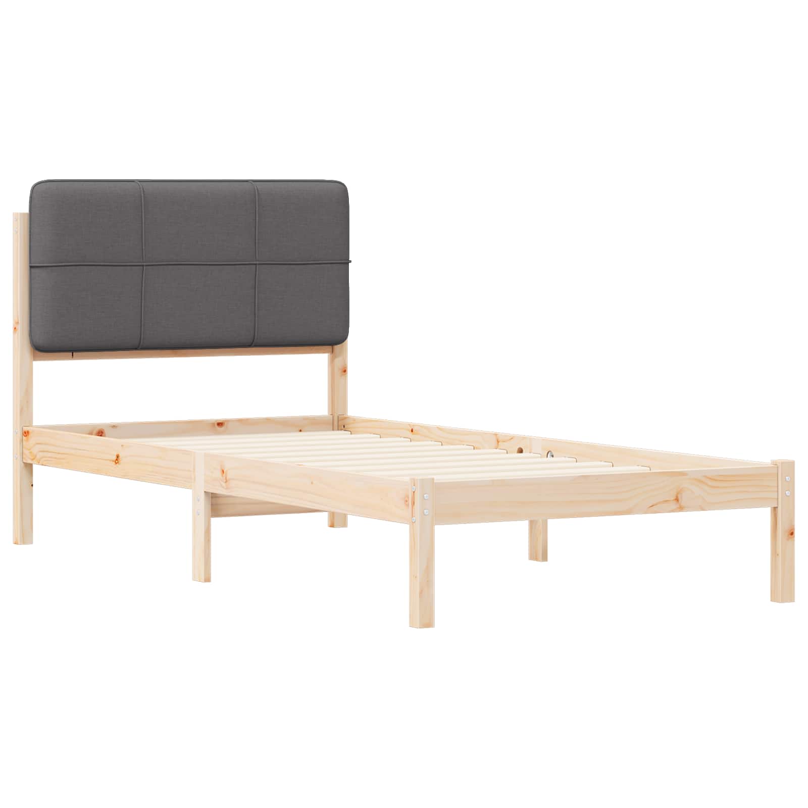 Letto con Testiera Rivestita Grigio scuro 90 x 200 cm | homemem39