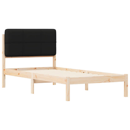 Letto con Testiera Rivestita Nero 90 x 200 cm Pino massello | homemem39