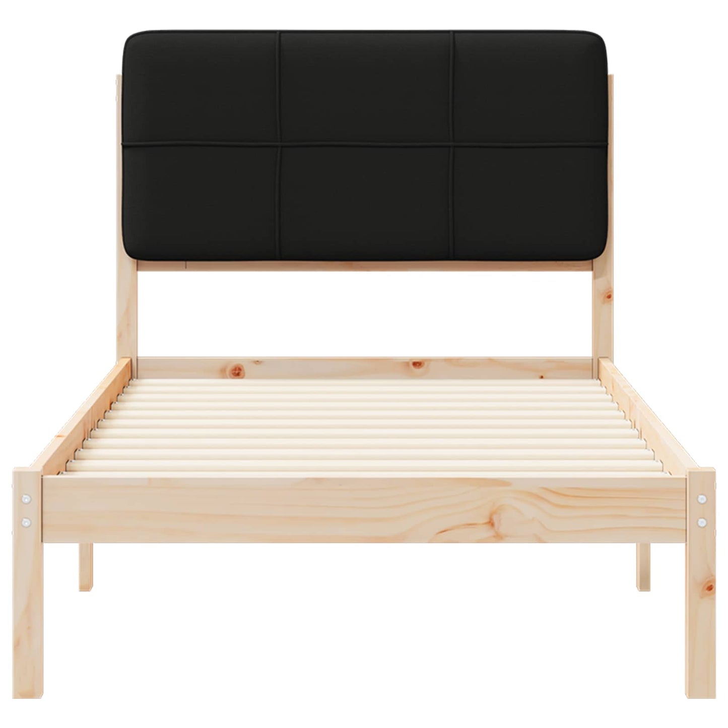Letto con Testiera Rivestita Nero 90 x 200 cm Pino massello | homemem39