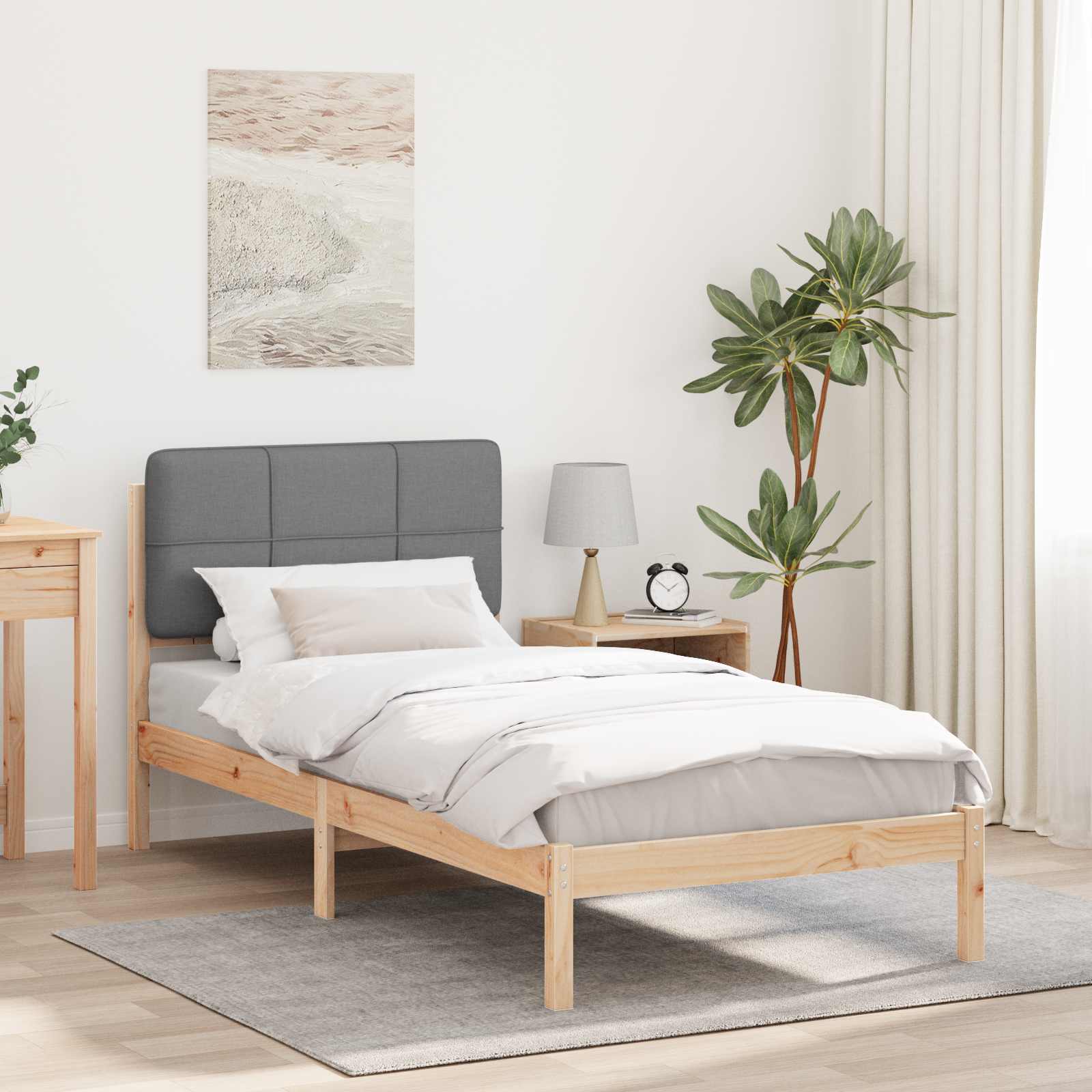 Letto con Testiera Rivestita Grigio chiaro 80 x 200 cm | homemem39