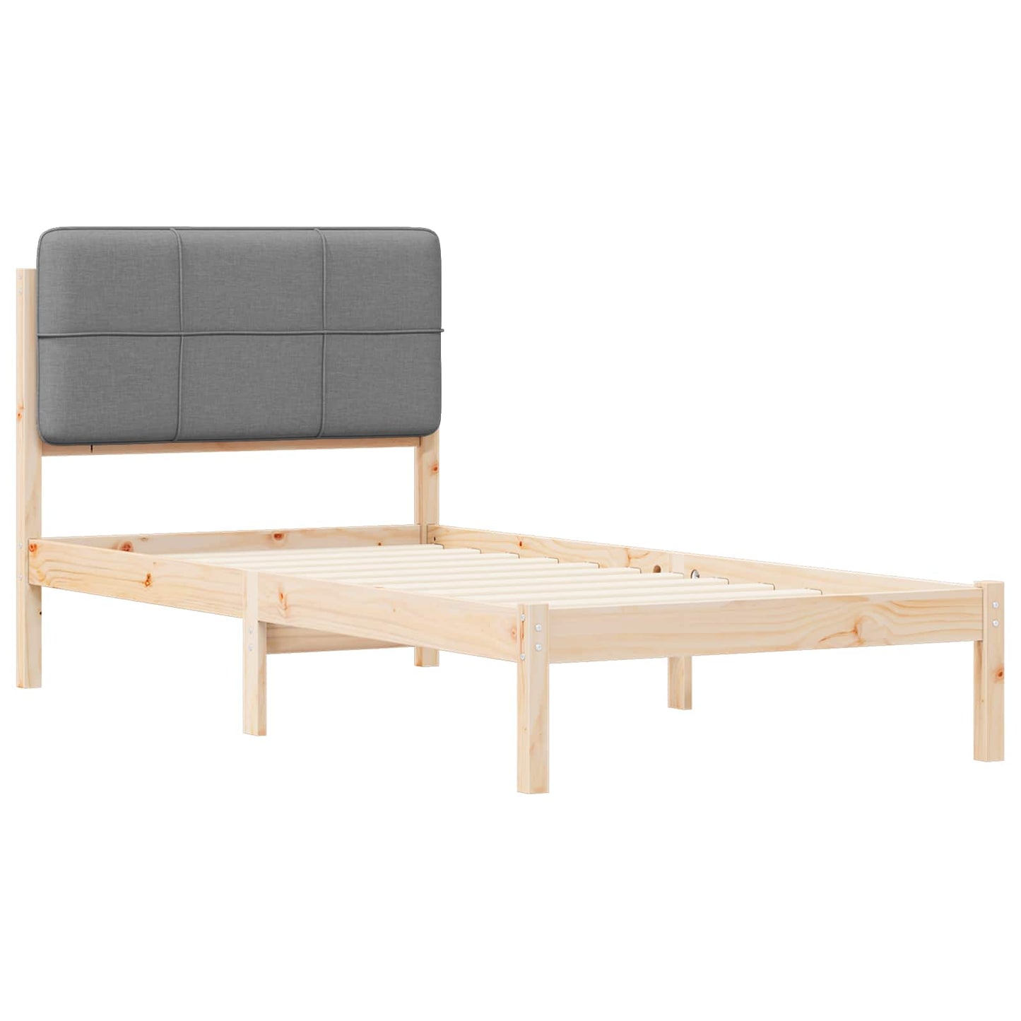 Letto con Testiera Rivestita Grigio chiaro 80 x 200 cm | homemem39