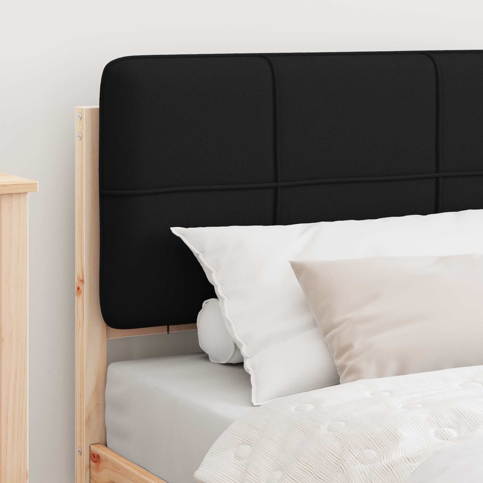 Letto con Testiera Rivestita Nero 80 x 200 cm Pino massello | homemem39