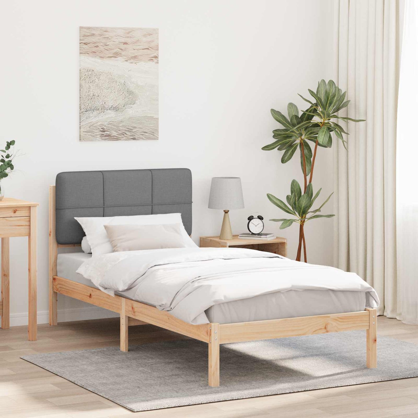 Letto con Testiera Rivestita Grigio chiaro 90 x 190 cm | homemem39