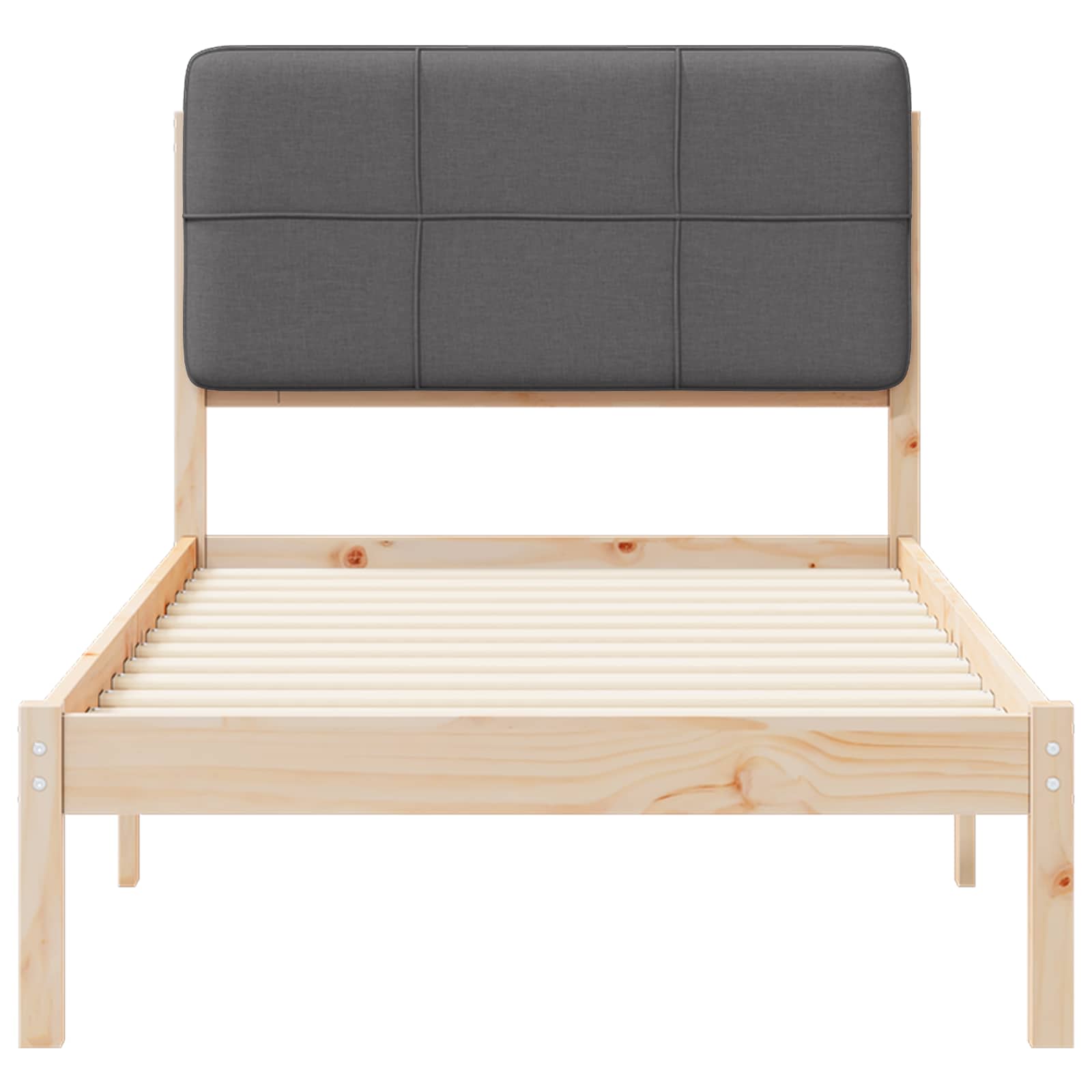 Letto con Testiera Rivestita Grigio scuro 90 x 190 cm | homemem39