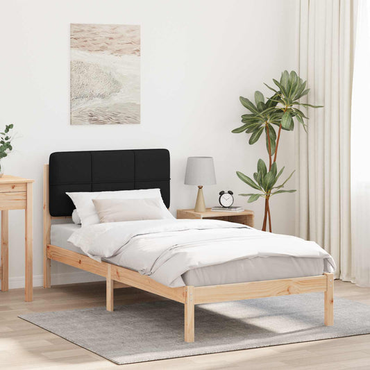 Letto con Testiera Rivestita Nero 90 x 190 cm Pino massello | homemem39