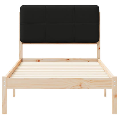 Letto con Testiera Rivestita Nero 90 x 190 cm Pino massello | homemem39