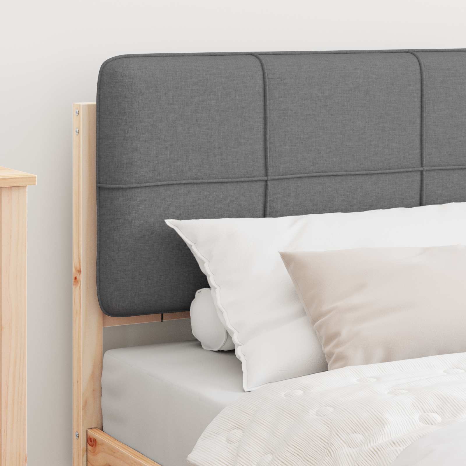 Letto con Testiera Rivestita Grigio chiaro 75 x 190 cm | homemem39