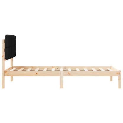Letto con Testiera Rivestita Nero 75 x 190 cm Pino massello | homemem39