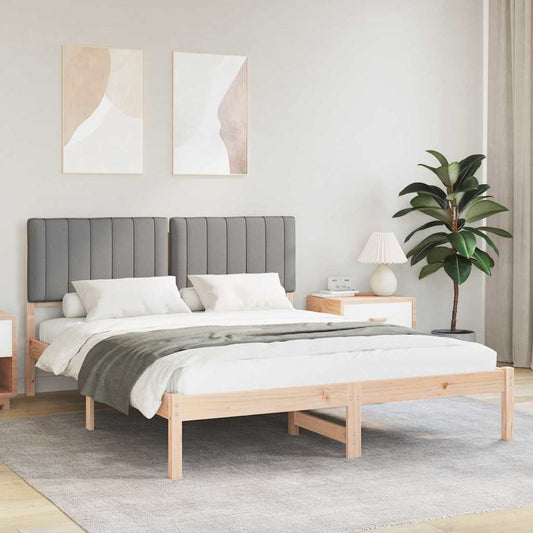 Letto con Testiera Rivestita Grigio chiaro 160 x 200 cm