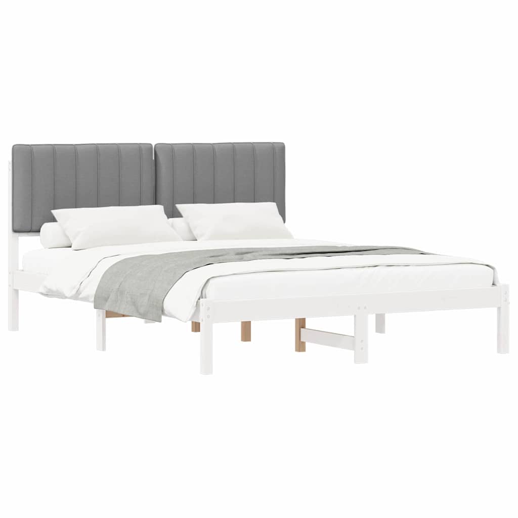 Letto con Testiera Rivestita Grigio chiaro 160 x 200 cm
