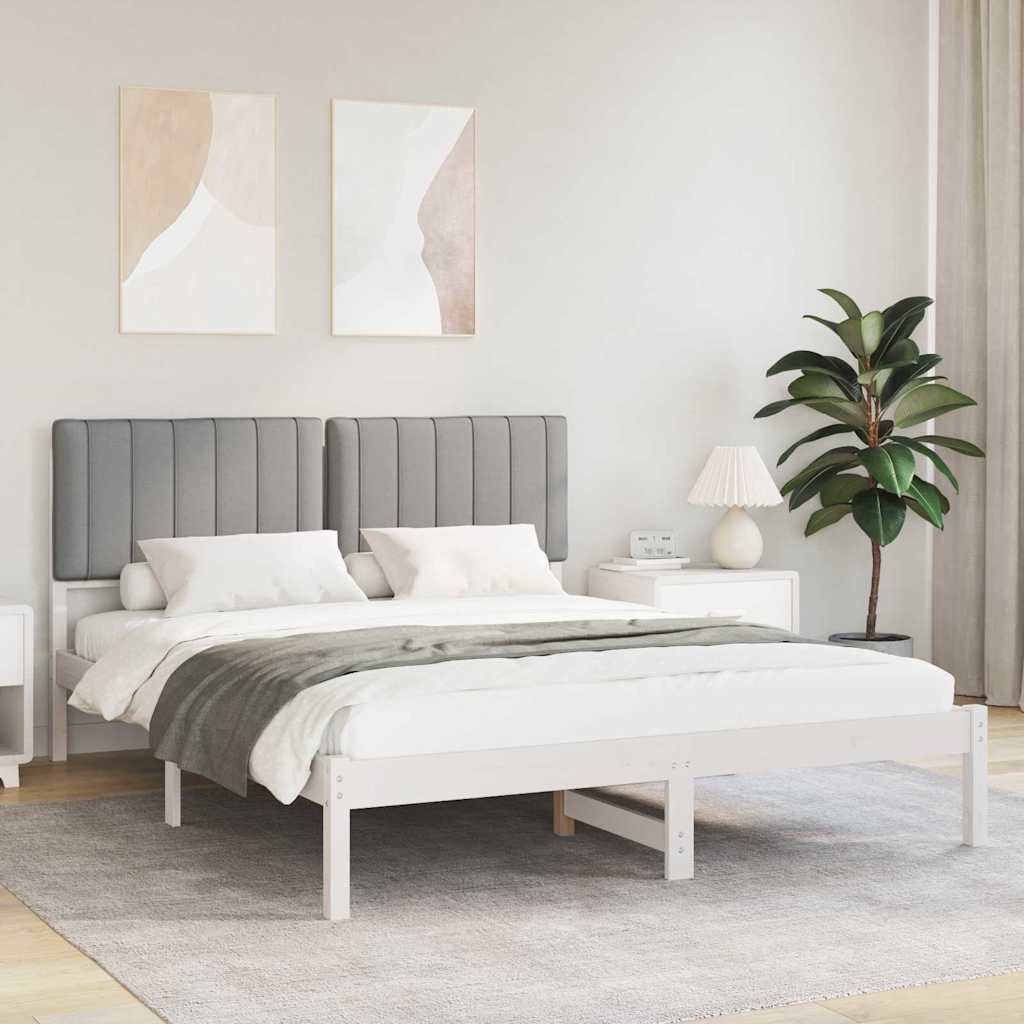 Letto con Testiera Rivestita Grigio chiaro 150 x 200 cm