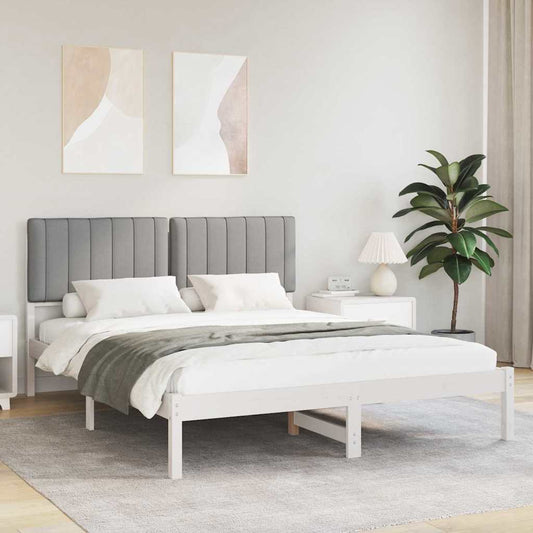 Letto con Testiera Rivestita Grigio chiaro 150 x 200 cm