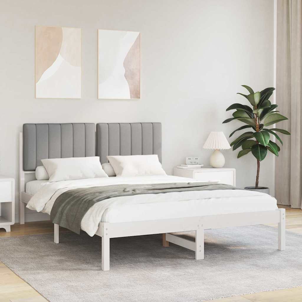 Letto con Testiera Rivestita Grigio chiaro 140 x 200 cm