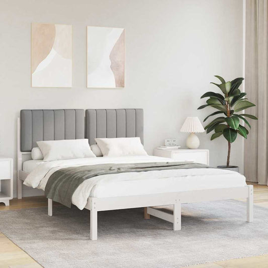 Letto con Testiera Rivestita Grigio chiaro 140 x 200 cm