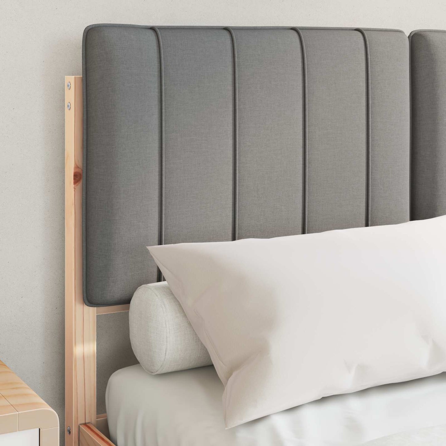 Letto con Testiera Rivestita Grigio Naturale e Chiaro | homemem39