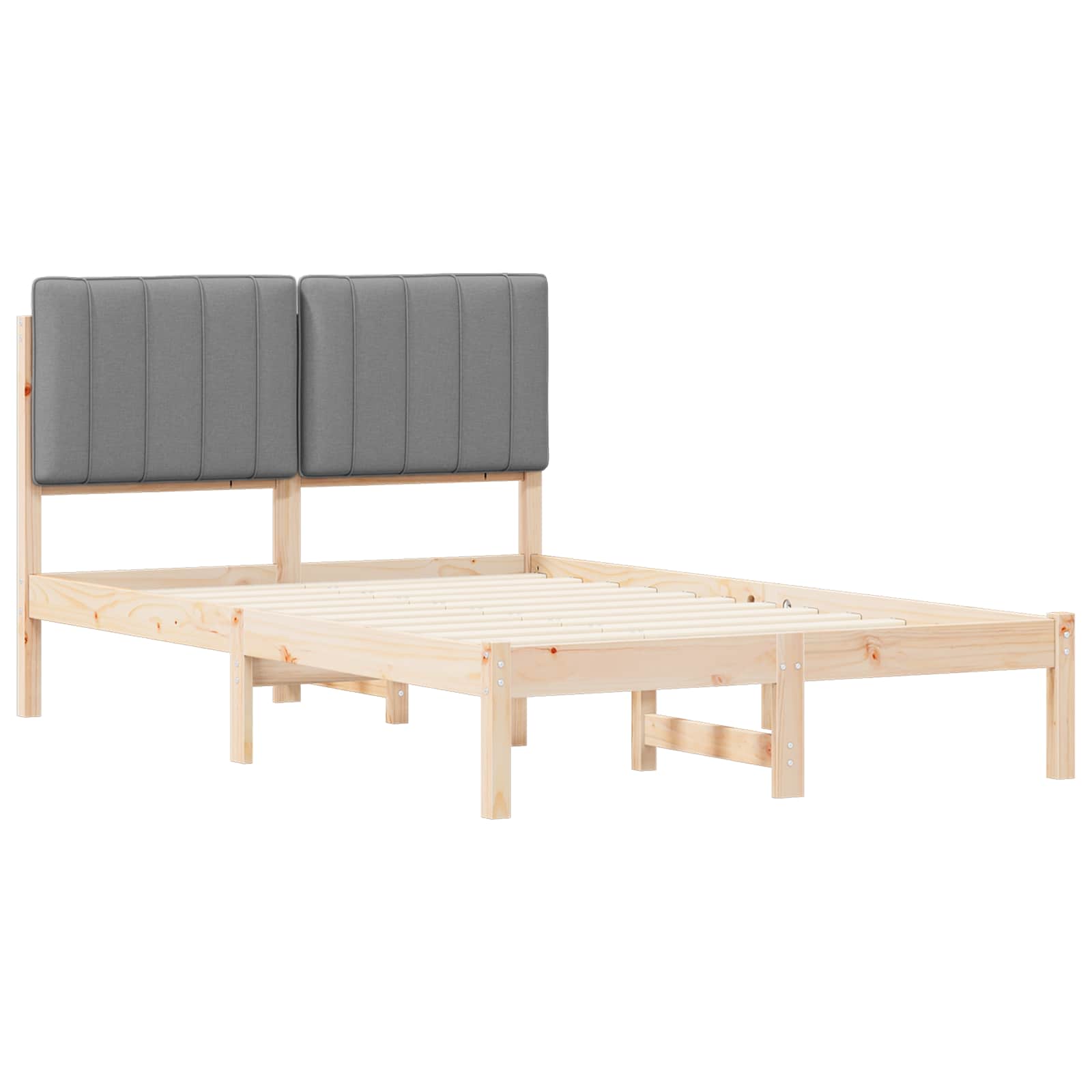 Letto con Testiera Rivestita Grigio Naturale e Chiaro | homemem39