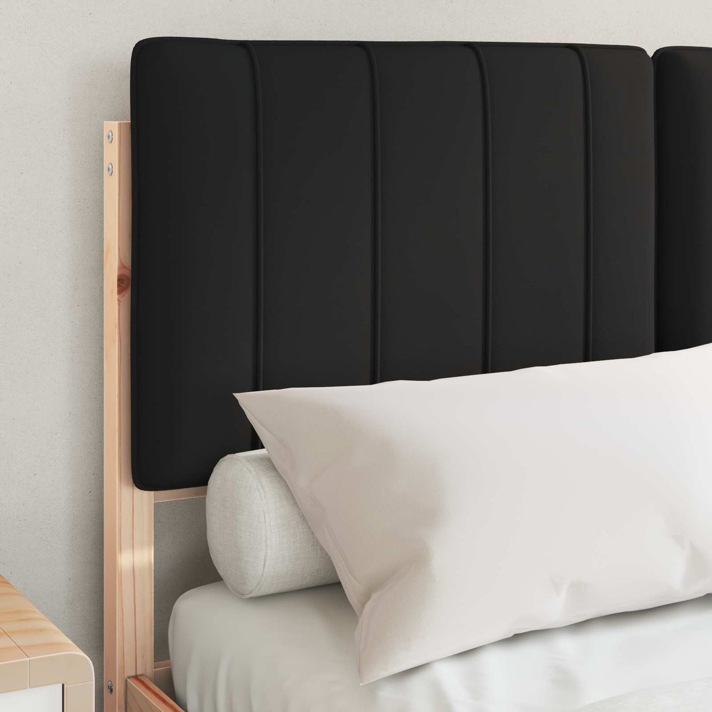 Letto con Testiera Rivestita Naturale e Nero 120 x 200 cm | homemem39