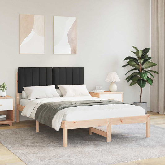 Letto con Testiera Rivestita Naturale e Nero 120 x 200 cm | homemem39
