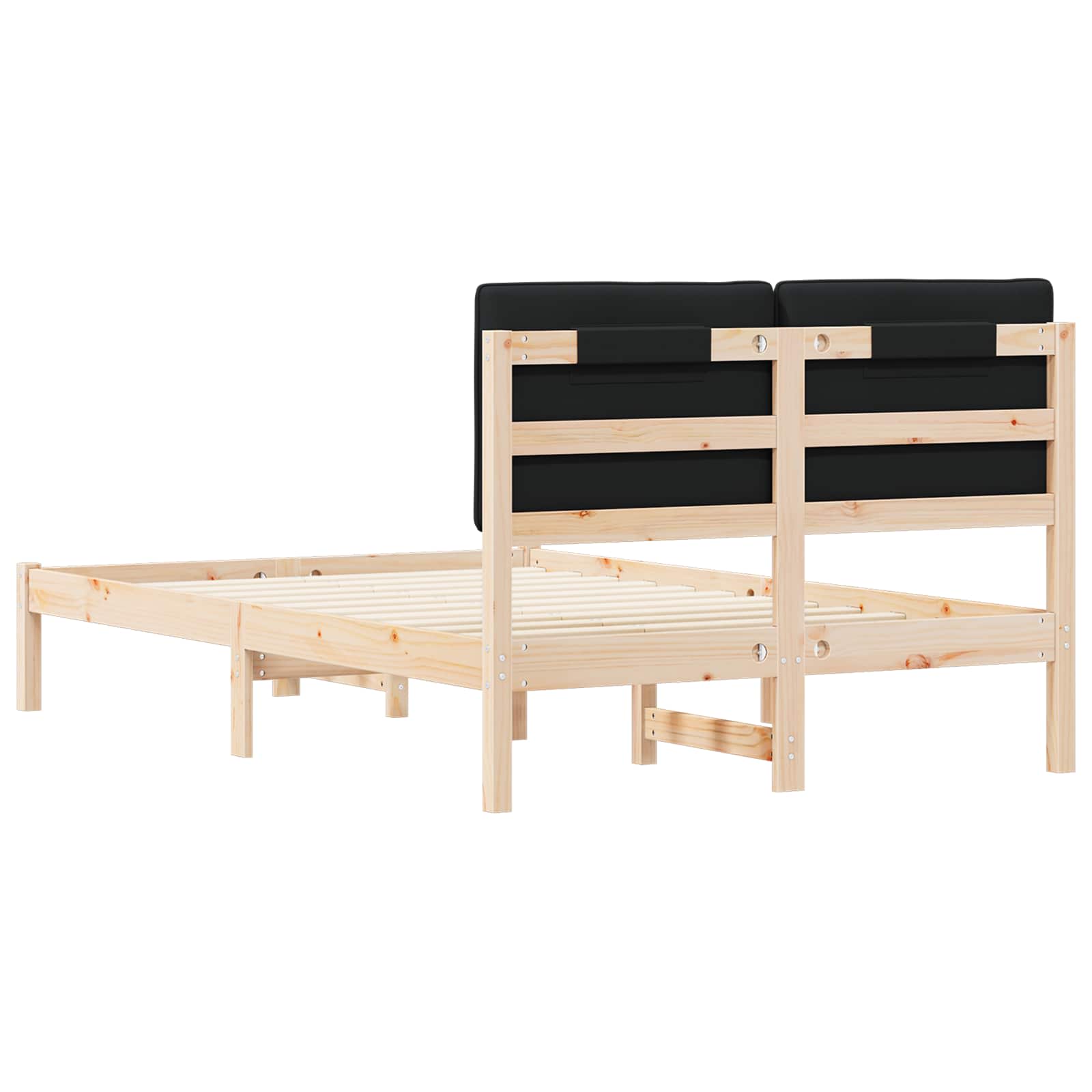 Letto con Testiera Rivestita Naturale e Nero 120 x 200 cm | homemem39