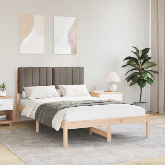 Letto con Testiera Rivestita Naturale e Taupe 120 x 200 cm | homemem39
