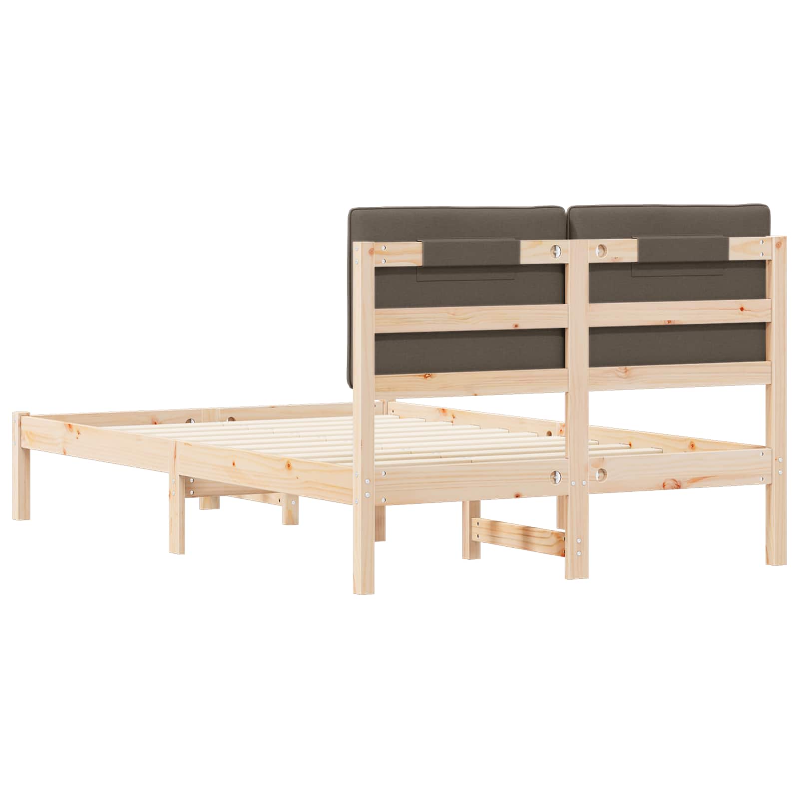 Letto con Testiera Rivestita Naturale e Taupe 120 x 200 cm | homemem39