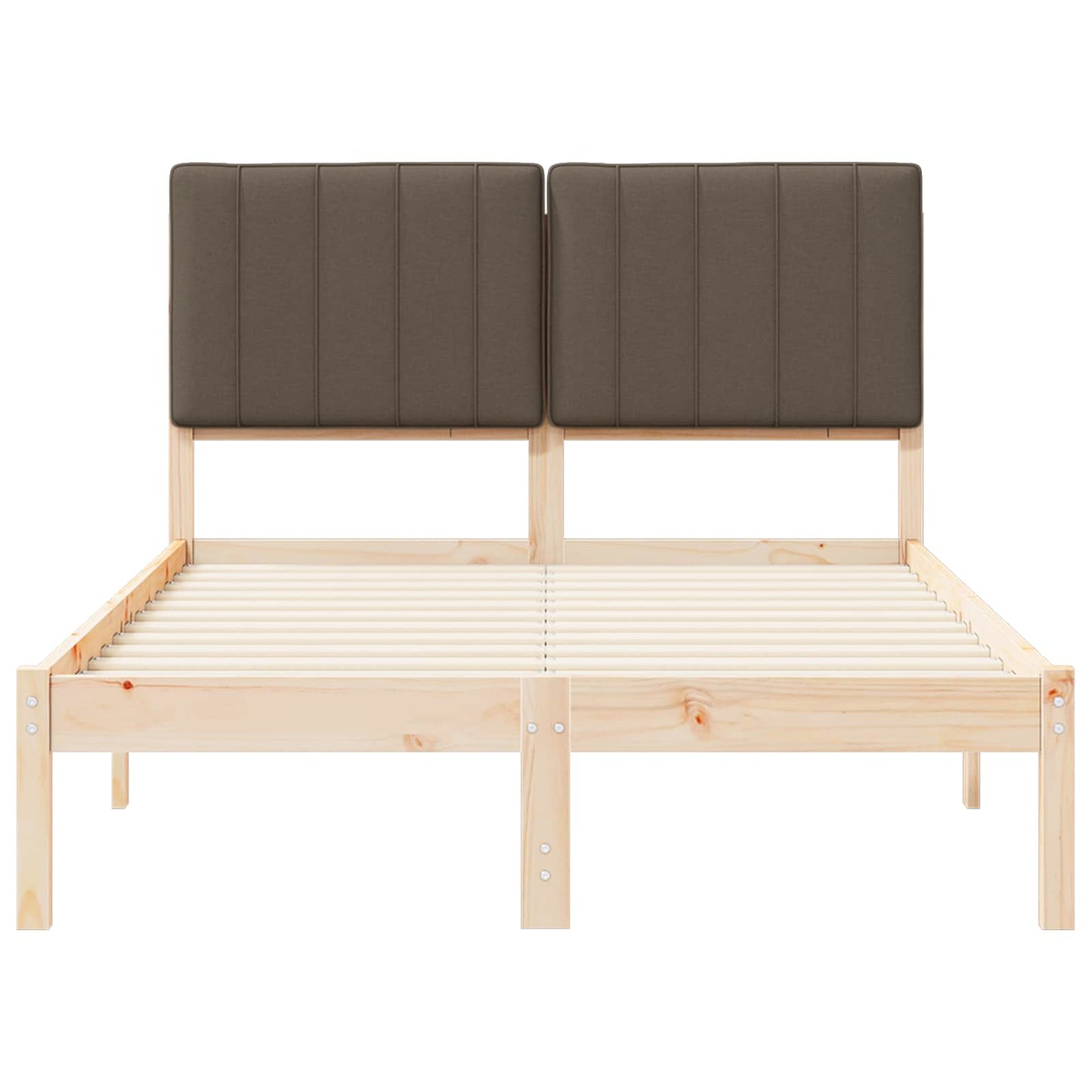 Letto con Testiera Rivestita Naturale e Taupe 120 x 200 cm | homemem39
