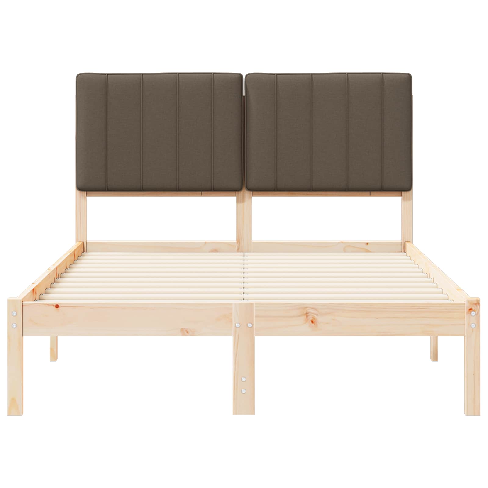 Letto con Testiera Rivestita Naturale e Taupe 120 x 200 cm | homemem39