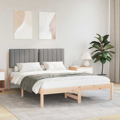 Letto con Testiera Rivestita Grigio chiaro 140 x 190 cm