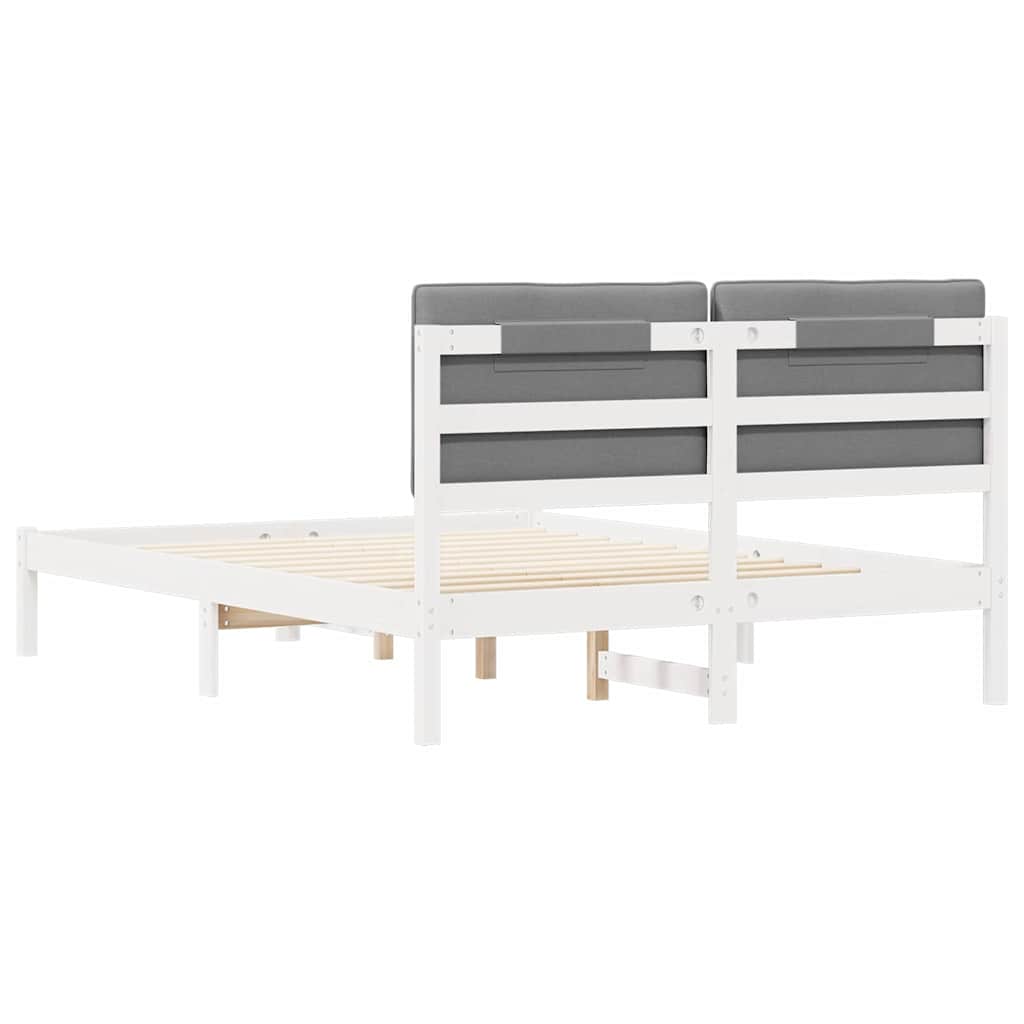 Letto con Testiera Rivestita Grigio chiaro 140 x 190 cm