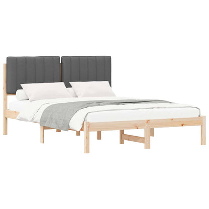 Letto con Testiera Rivestita Grigio scuro 135 x 190 cm