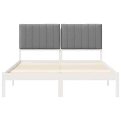 Letto con Testiera Rivestita Grigio chiaro 135 x 190 cm