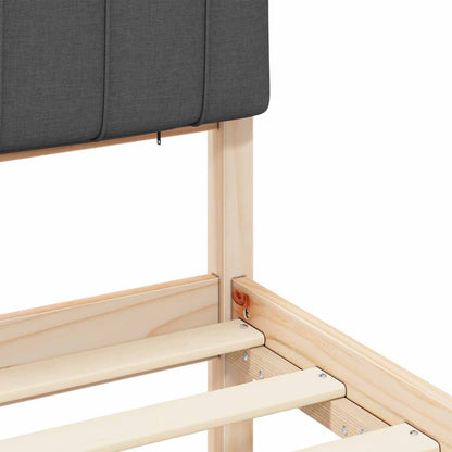 Letto con Testiera Rivestita Grigio scuro 120 x 190 cm