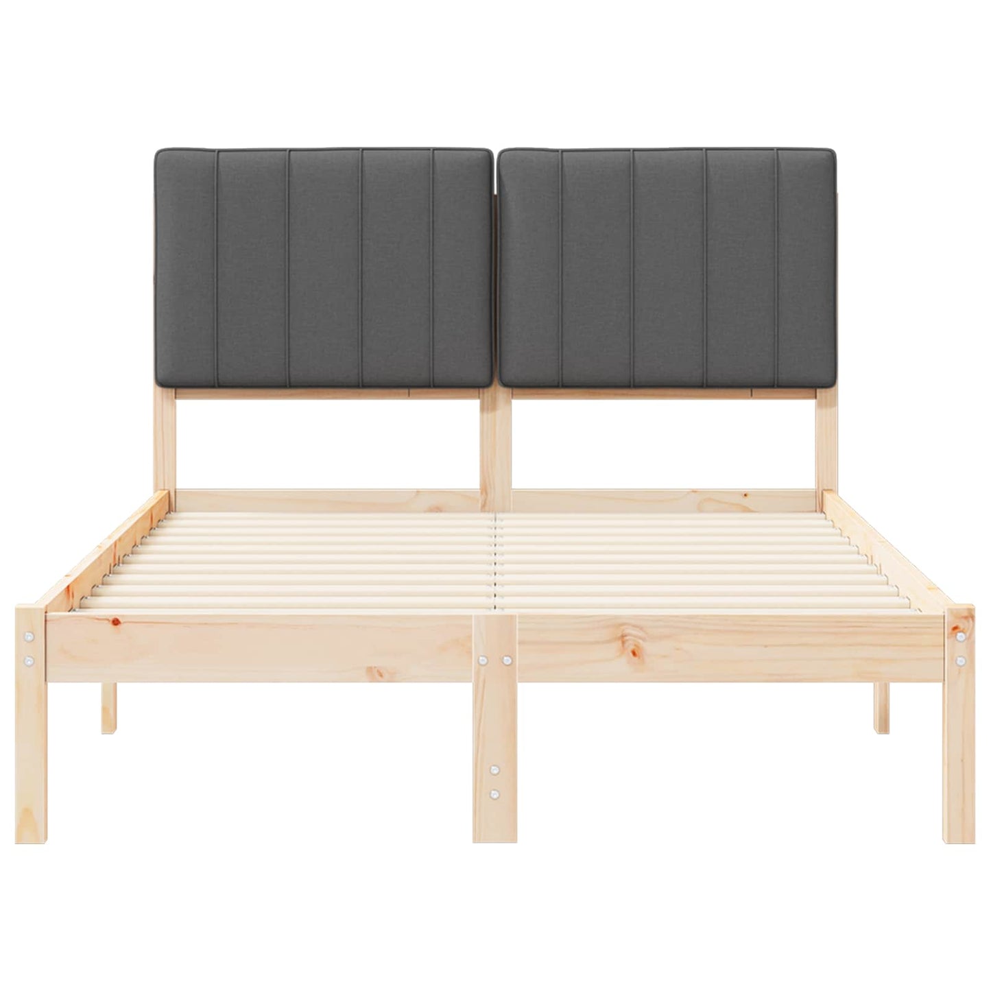 Letto con Testiera Rivestita Grigio scuro 120 x 190 cm