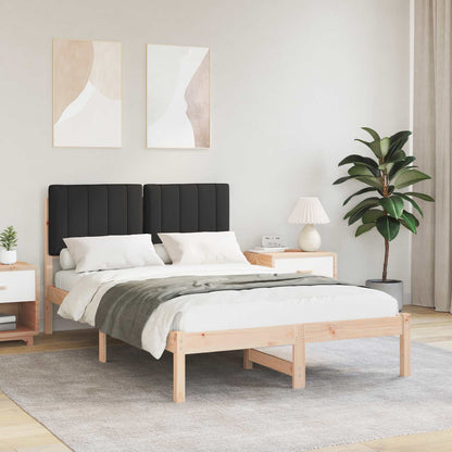 Letto con Testiera Rivestita Nero 120 x 190 cm Pino massello