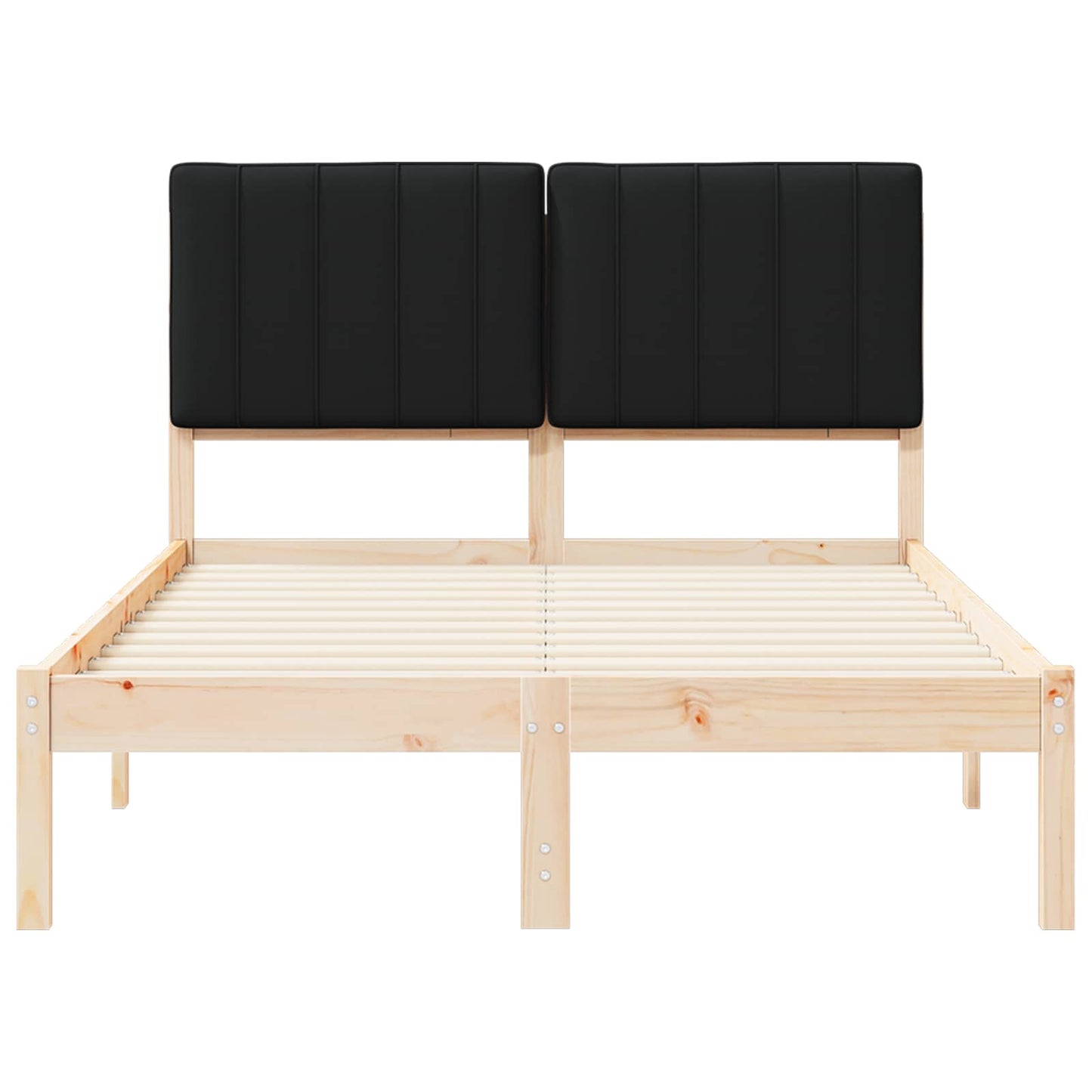 Letto con Testiera Rivestita Nero 120 x 190 cm Pino massello