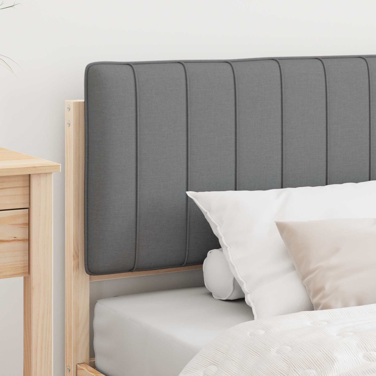 Letto con Testiera Rivestita Grigio Naturale e Chiaro | homemem39