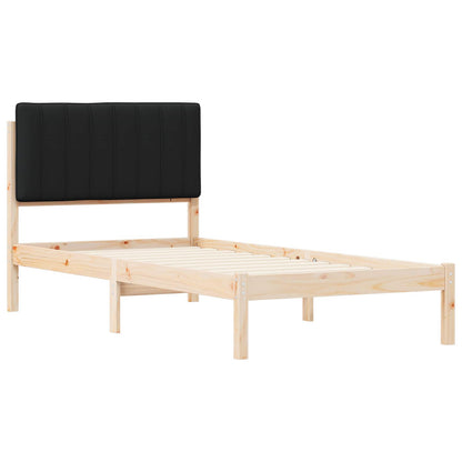 Letto con Testiera Rivestita Naturale e Nero 90 x 200 cm | homemem39
