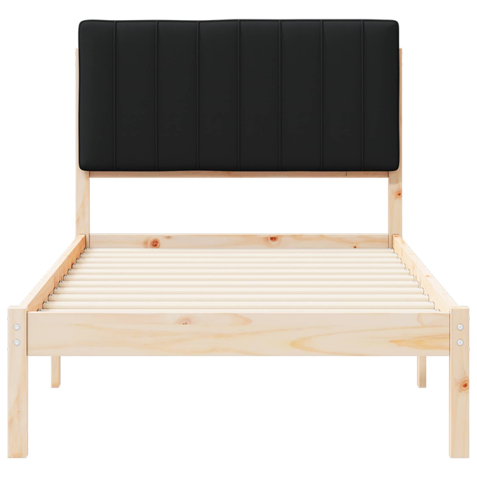 Letto con Testiera Rivestita Naturale e Nero 90 x 200 cm | homemem39