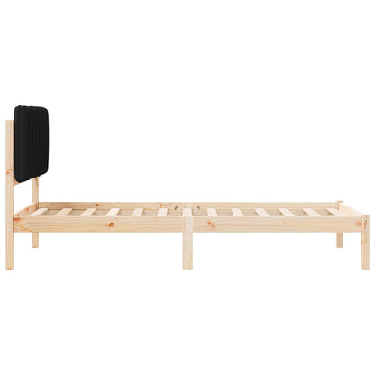 Letto con Testiera Rivestita Naturale e Nero 90 x 200 cm | homemem39
